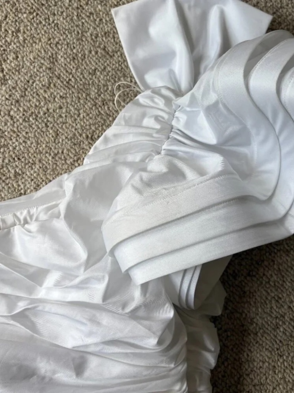 Vintage 80s One Shoulder Bridal Dress Union Made NOS Glam Wedding Gown Sz 12 - Picture 13 of 16